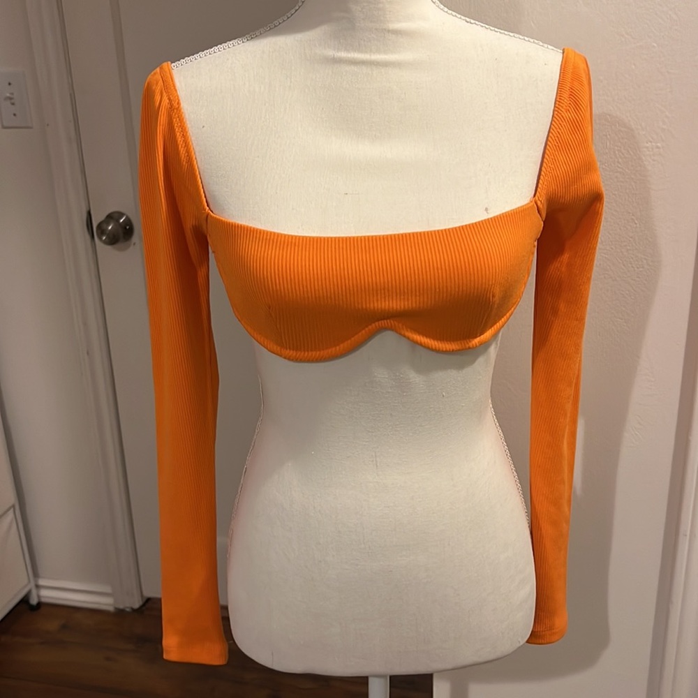 PRINCESS POLLY BECCA LONG SLEEVE CROP TOP ORANGE Size XS - Picture 6 of 8